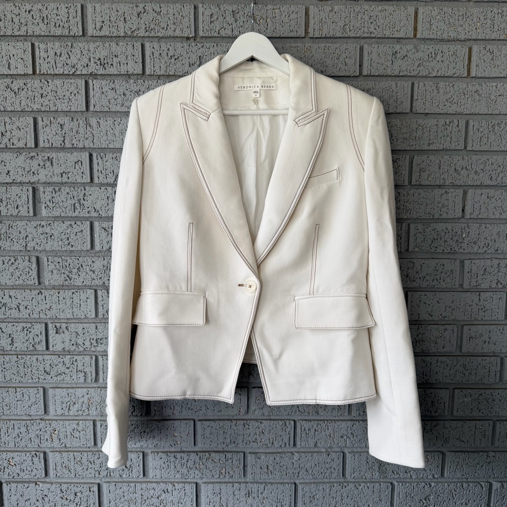 Veronica Beard Machenzie Dickey Jacket Blazer Contrast Stitching Size 10